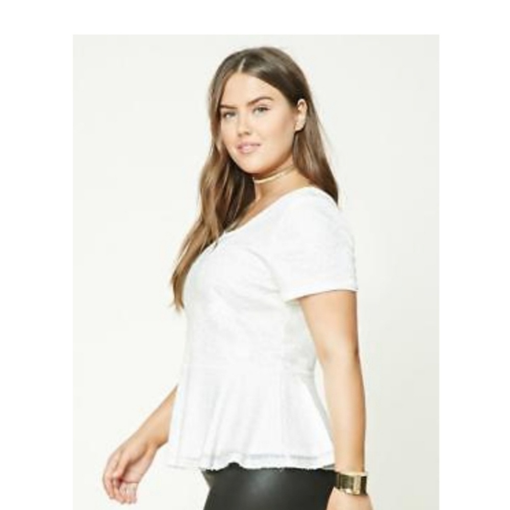 Forever 21 Plus Size white sequin peplum Top 3x